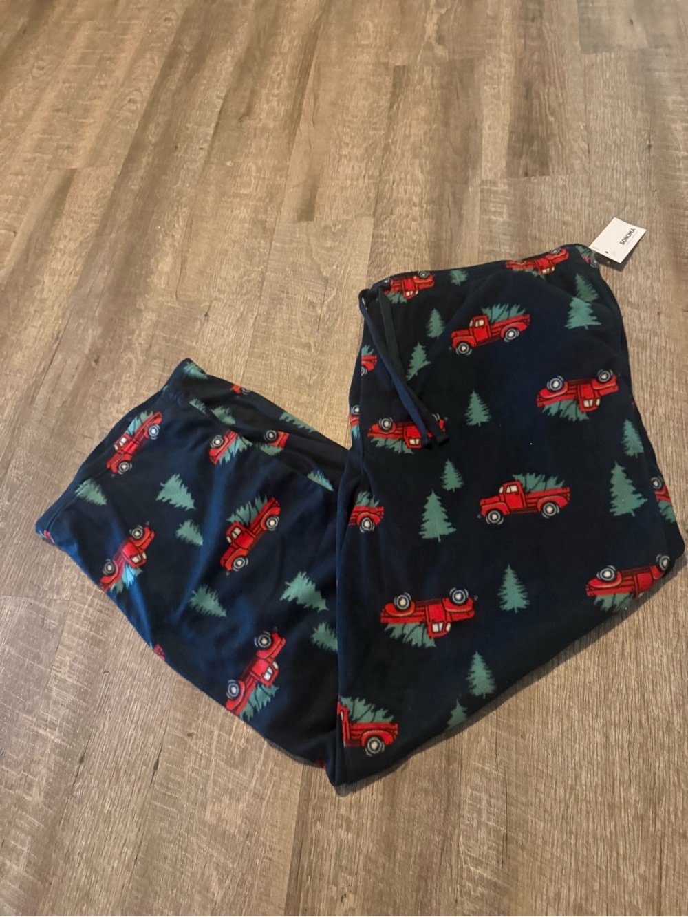 Sonoma Navy Pajama Pants with Red Truck and Green Tree Print
